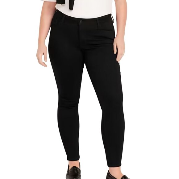 Old Navy Size 18P Rockstar Black Velvet Jeans Supper Skinny Mid Rise Petite NWT - Picture 3 of 7